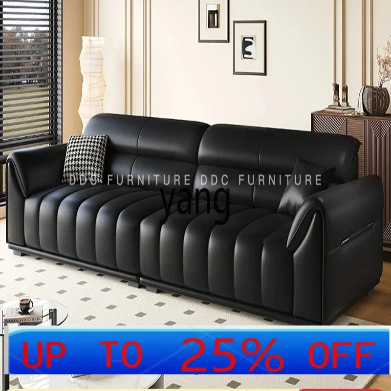 

LH minimalist combination modern living room small apartment black straight piano keys leather art sofa