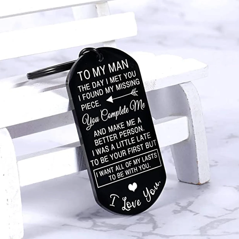 Valentines Day Gift for Men To My Man Keychain for Him Husband Gift from Wife Birthday Gifts for Boyfriend Groom Fiance Key Ring