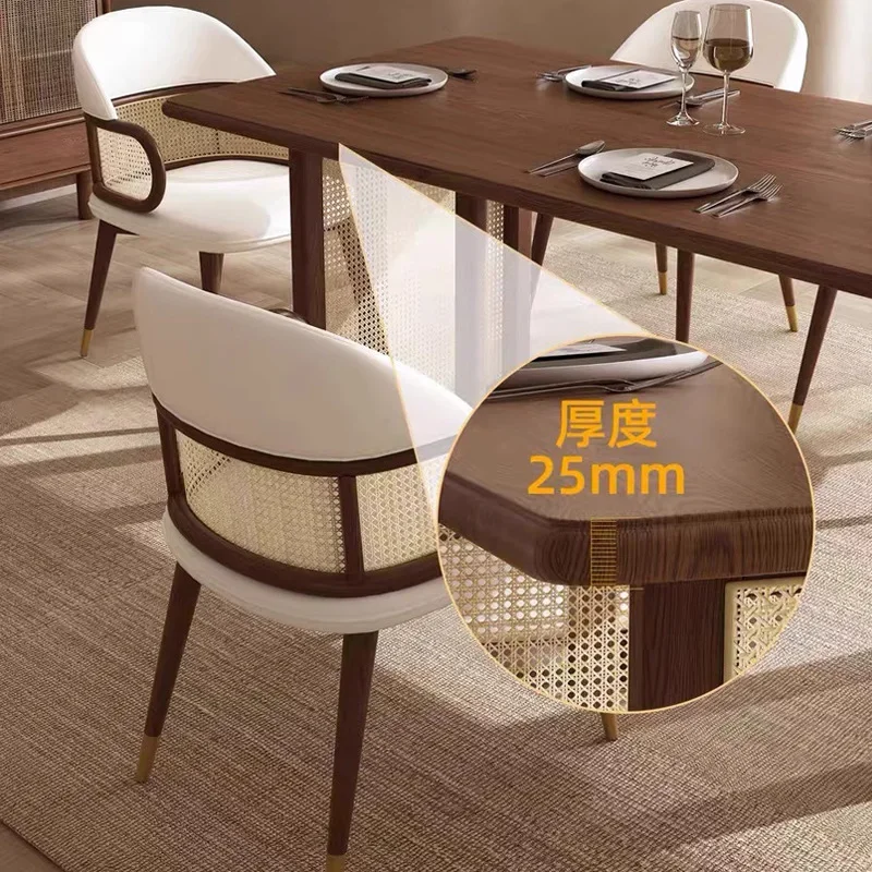 Japanese rattan dining table restaurant cafe ash wood table and chair combination solid wood dining table soft bag armchair