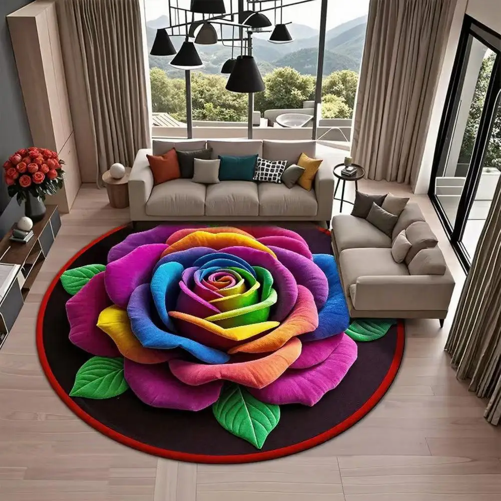 

60/80cm Floor Mat Quick-Drying Non-Slip Dot-Embossed Backing 3D Rose Flower Pattern Bathroom Rug Soft Absorbent Bath Mat Pads