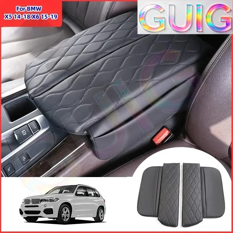 Center Console Cover for BMW X5 F15 2014-2018 X6 F16 2015-2019 Car Armrest Box Pad Soft Leather Elbow Support Arm Rest Cushion