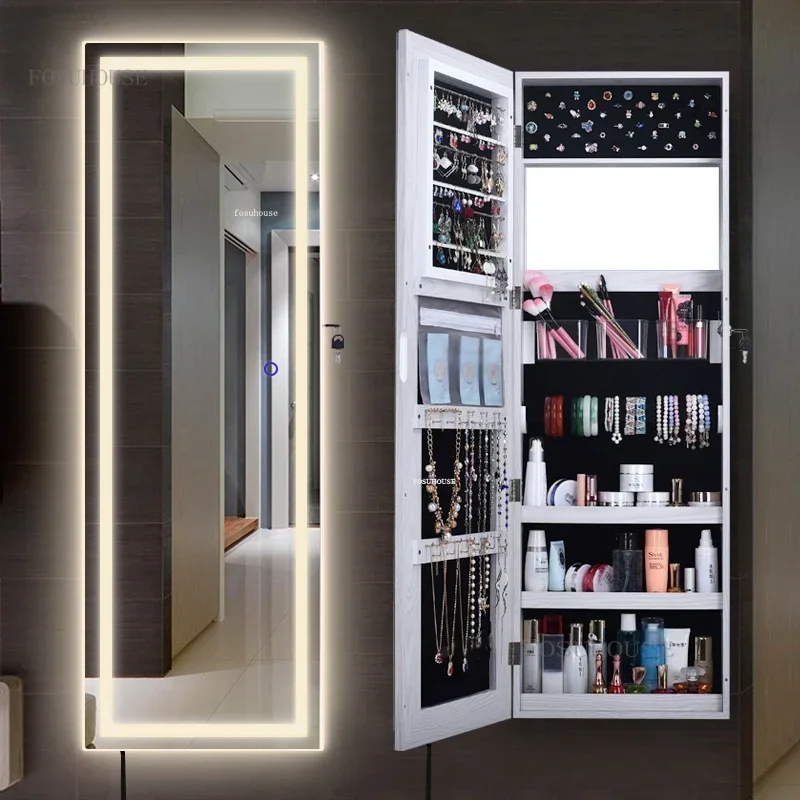 

Modern Household Mirror Cabinet Living Room Cloakroom Simple Bedroom Dressing Mirror Clothing Store Full-length Mirror With Lamp