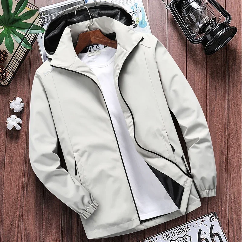 Men\'s Casual Hooded Bomber Jacket Spring Summer Hip Hop Windbreaker Waterproof Sportswear Jackets and Coats Men Clothing 7XL 8XL