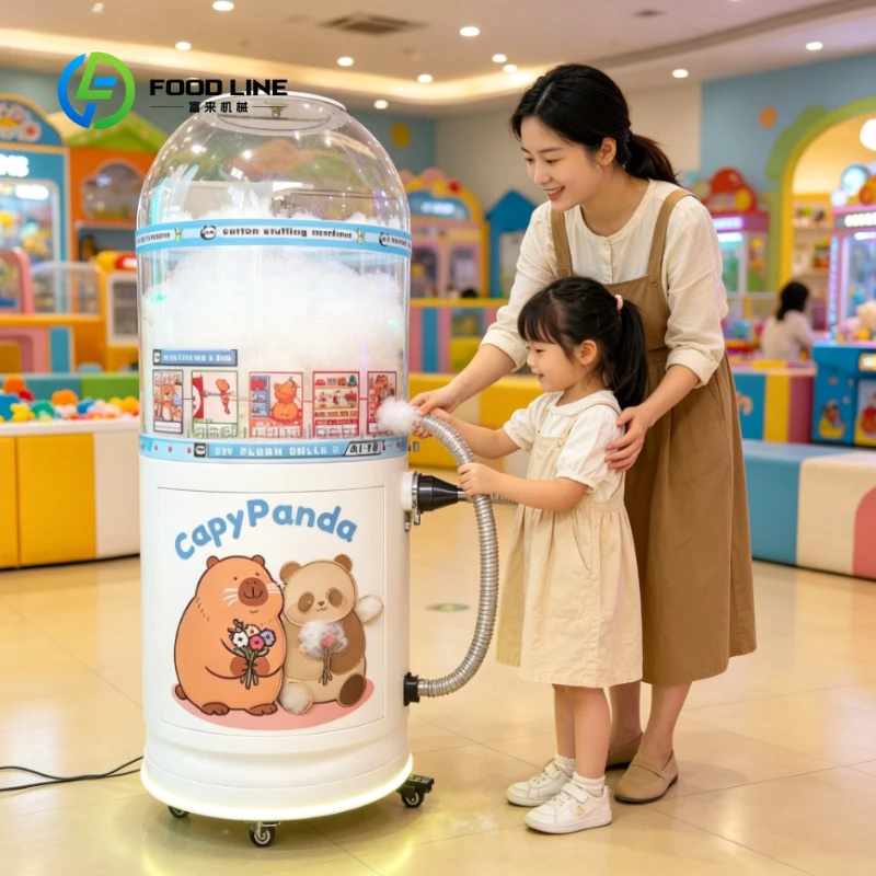 Custom DIY Plush Doll Making Machine Electric Stuffed Toy Filler Transparent Shell Interactive Vending Type Stuffing Machine