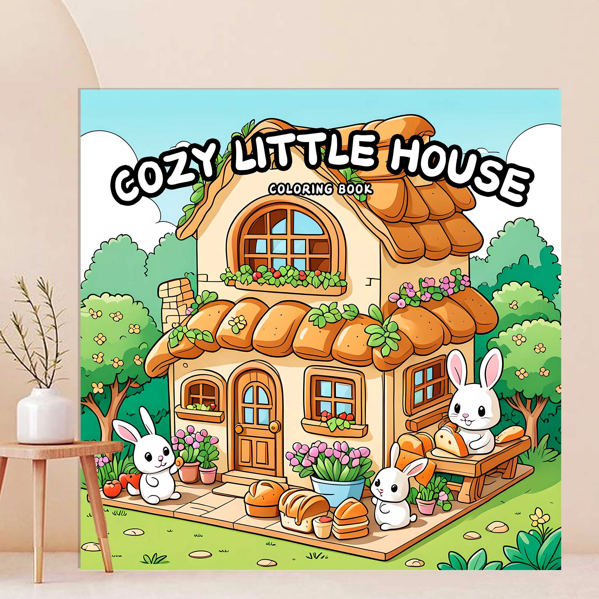 COZY LITTLE HOUSE Odważne i łatwe wzory Kolorowanka dla dorosłych Śliczna książeczka do rysowania Idealny prezent na imprezę i urodziny