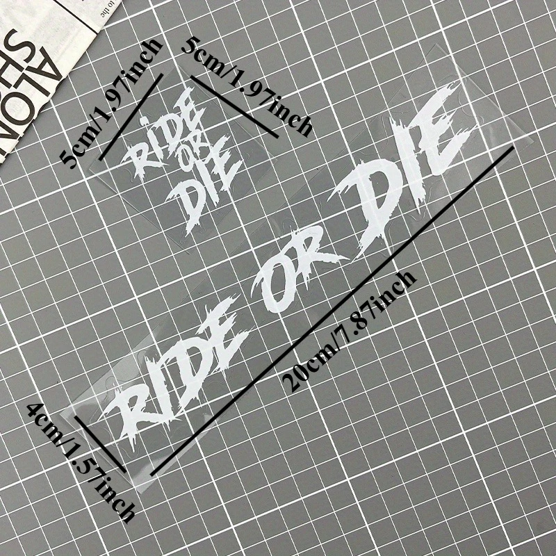 2PCS RIDE OR DIE Motorrad Aufkleber Wasserdicht für Motorrad Helm DIY Straße Fahrrad Oberrohr Rahmen Selbst-klebe Vinyl Aufkleber