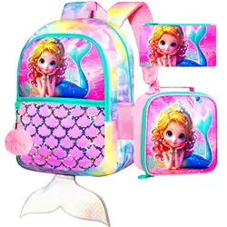 3Pcs Mermaid Backpack for Girls, 16