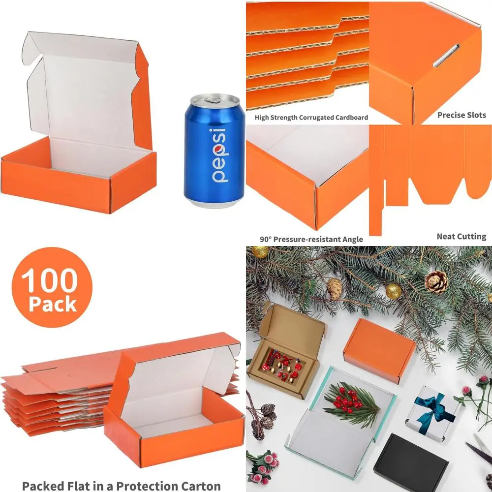 

Small Cardboard Shipping Boxes 7x5x2 Inches Orange for Mailing and Packing