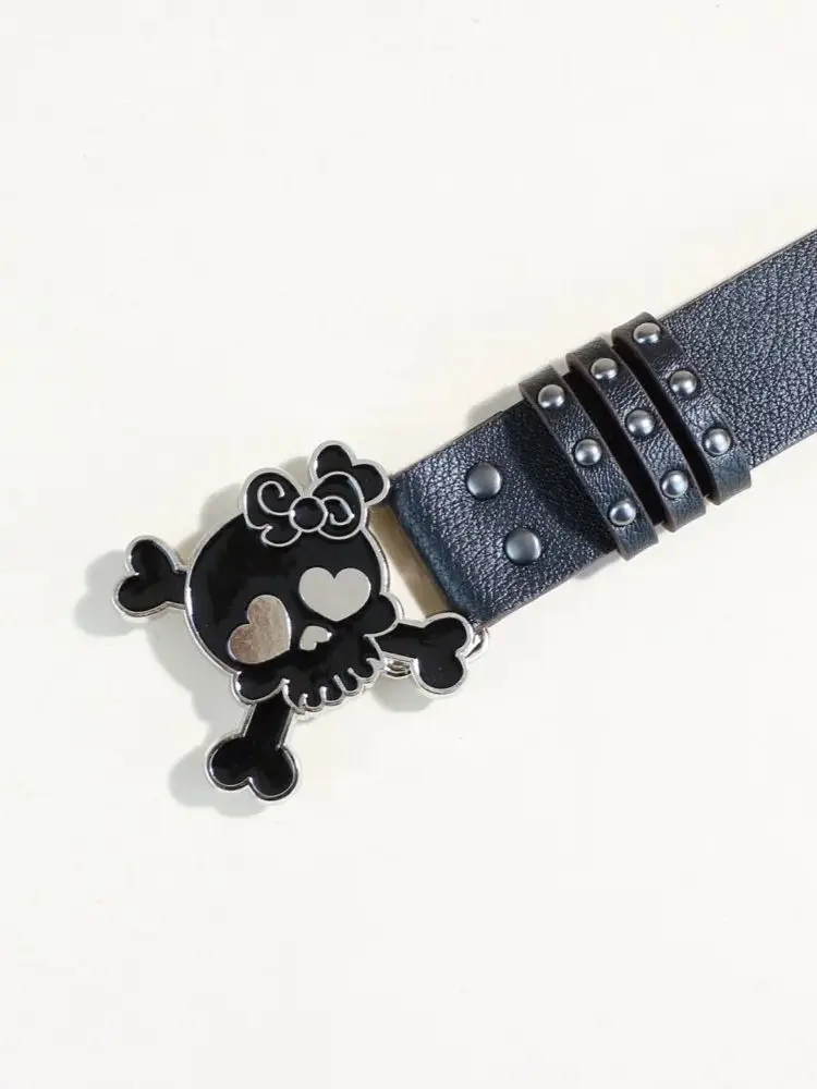 Cinture punk di design per donna Marchio di lusso di alta qualità Fibbia con teschio Vita unisex Cintura da uomo nera da strada Cintura per jeans Y2K