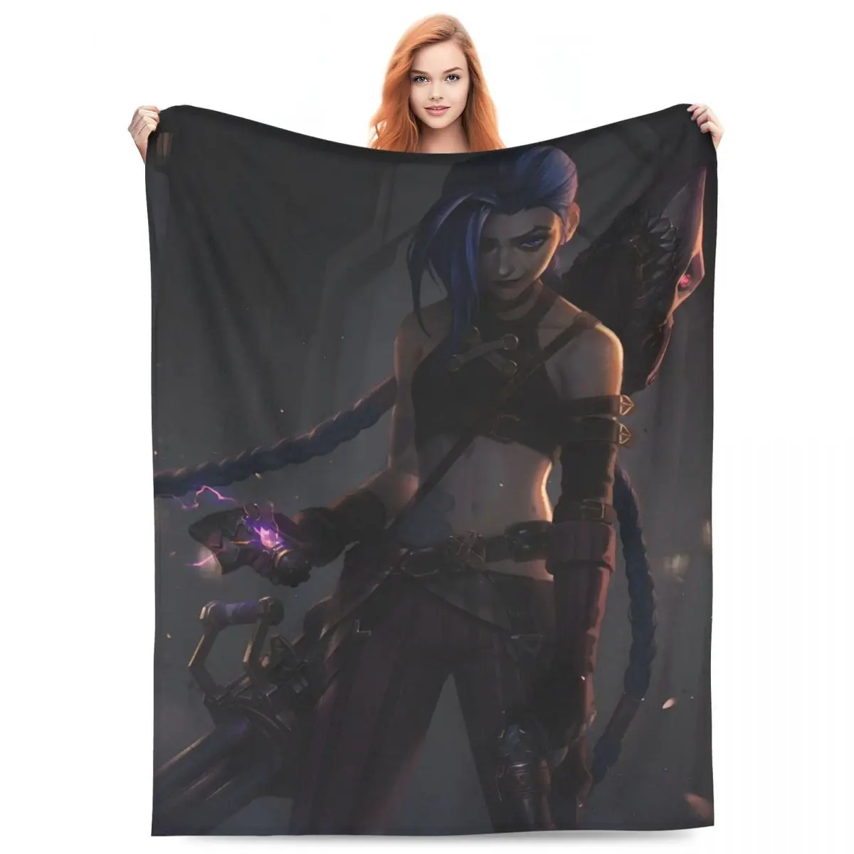 Arcane Jinx BaoBao Blanket Fantasy Animation Plush Vintage Warm Throw Blankets for Coverlet Decoration