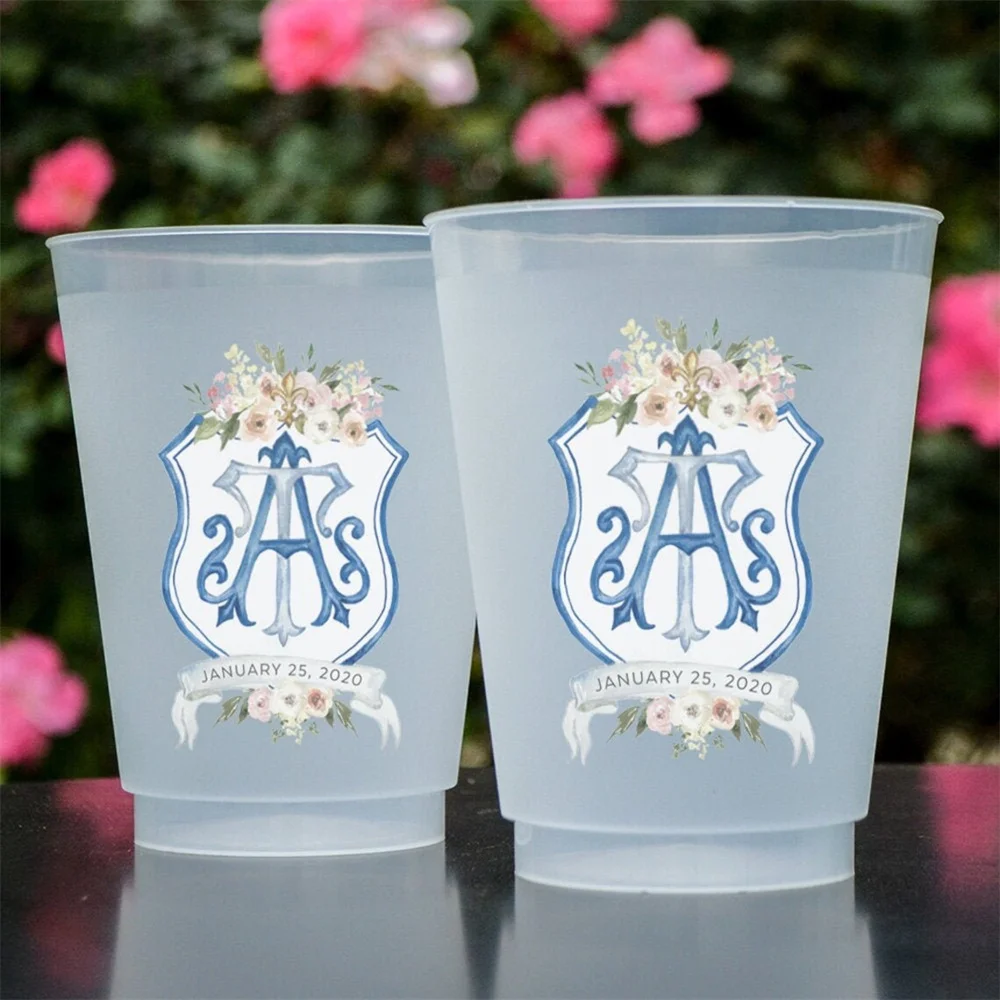 

Custom Full Color Cups, Monogram Shatterproof Cups, Photo Cups, Wedding Monogram Cups, Favors, Frost Flex Cups, Full Color Weddi