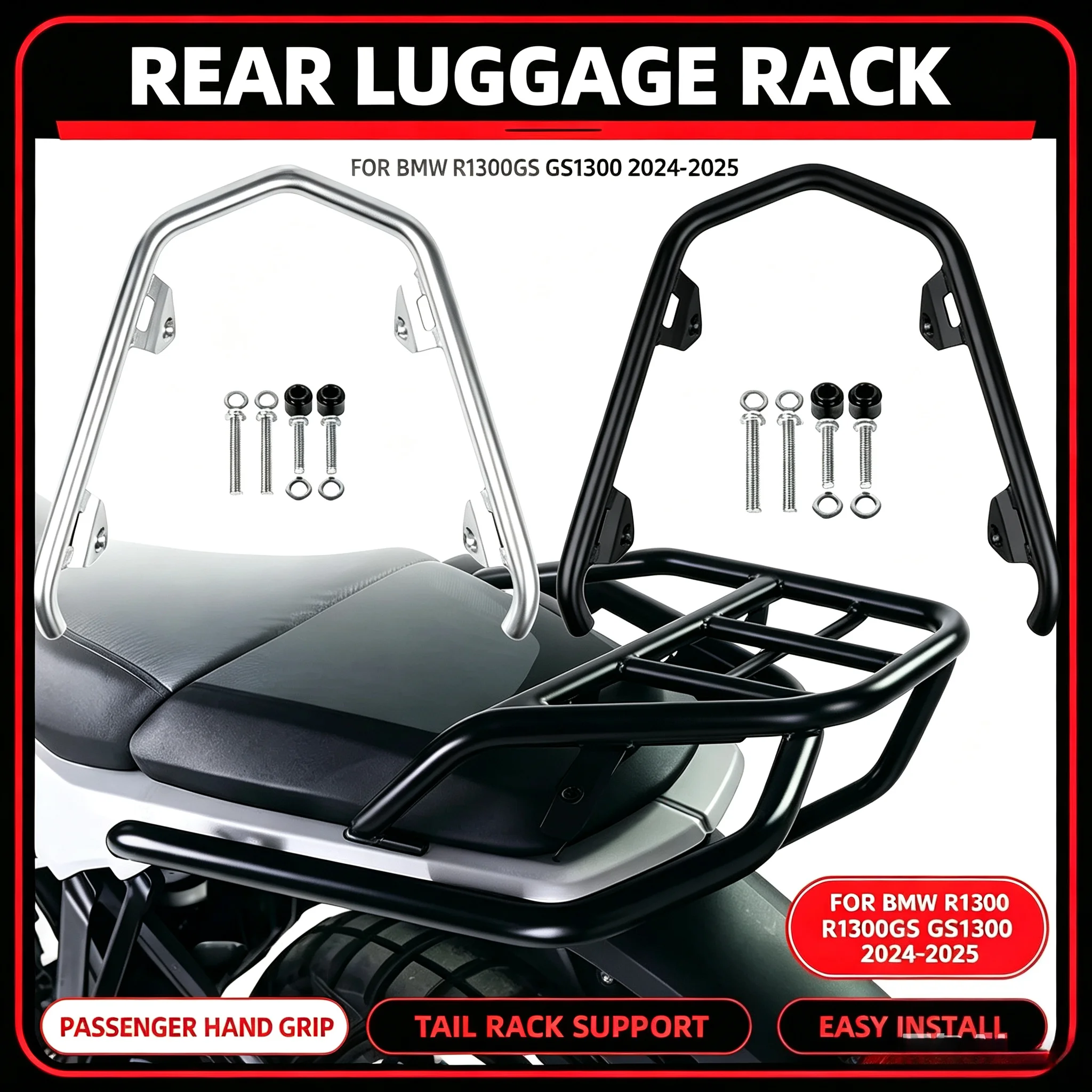 For BMW R1300GS GS1300 2024 2025 Motorcycle Accessories Rear Luggage Rack Tail Rack Passenger Hand Grip Bar Rail Bar Support Bra