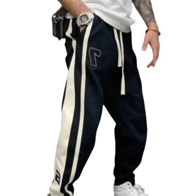 Men\'s Casual Straight Leg Baggy Hiphop Sports Gym Pants For Men Trousers Loose Trendy Hong Kong Style Mens Joggers Clothing