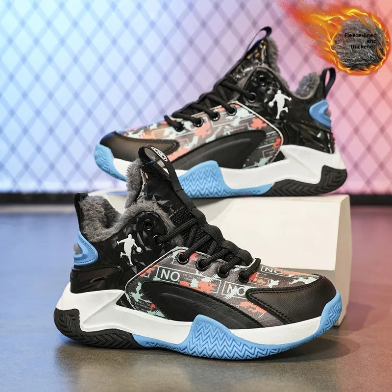 Kids Basketball Shoes Winter Cotton Lined Child Trainer Basket Shoes Outdoor Children Sport Shoes Sneakers Sportschuhe Kinder
