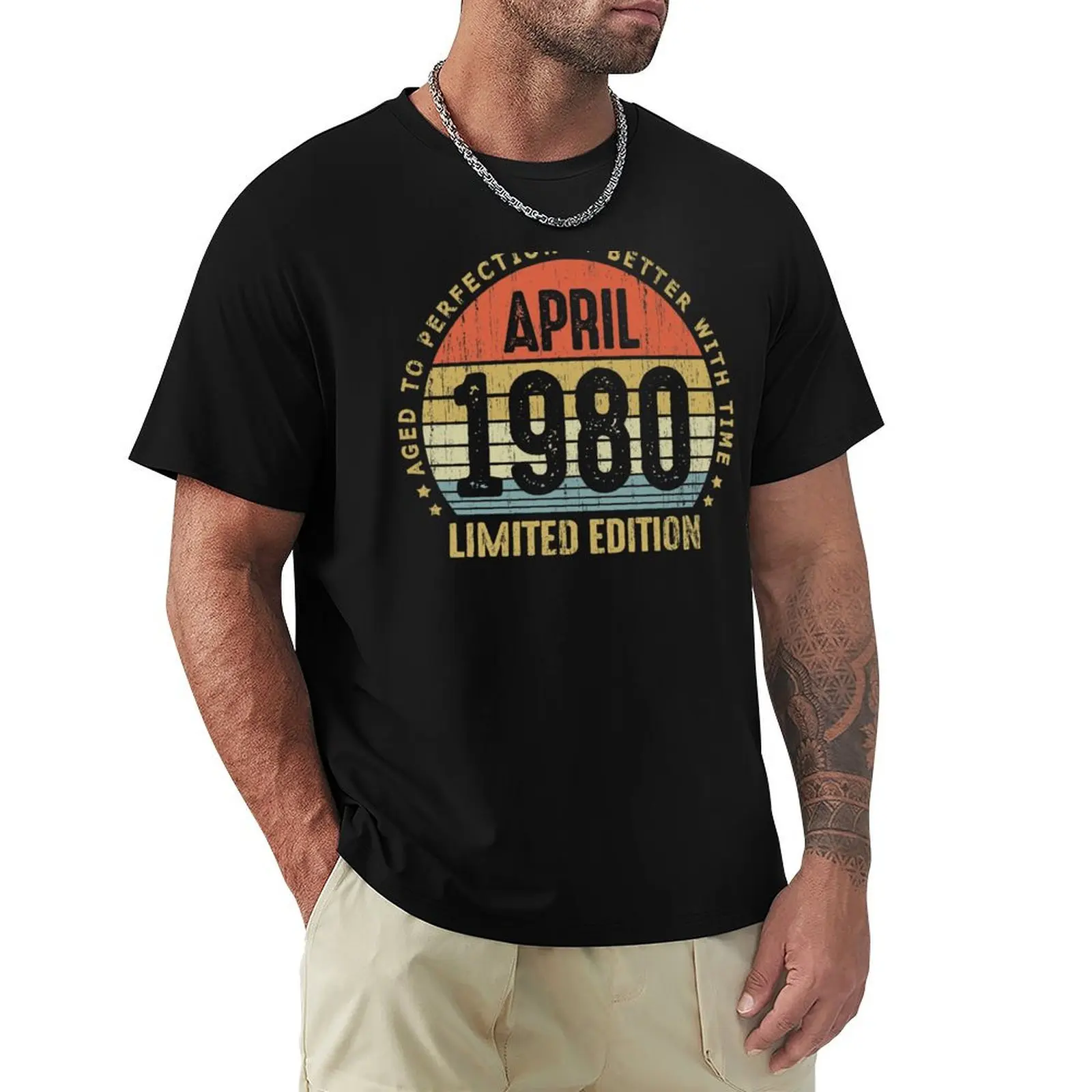 

Vintage April 1980 41st Birthday Gift 41 Years Old Aged To Perfection T-Shirt Clothing graphic tee shirt compression shirt men