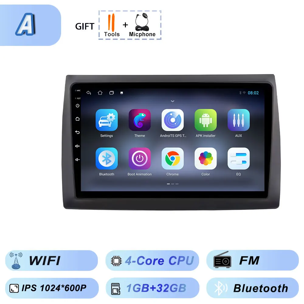 Draadloze Carplay Auto Android voor Fiat Stilo 2002-2010 Autoradio GPS Stereo Multimedia WiFi Viedo Speler Autoradio Navigatie