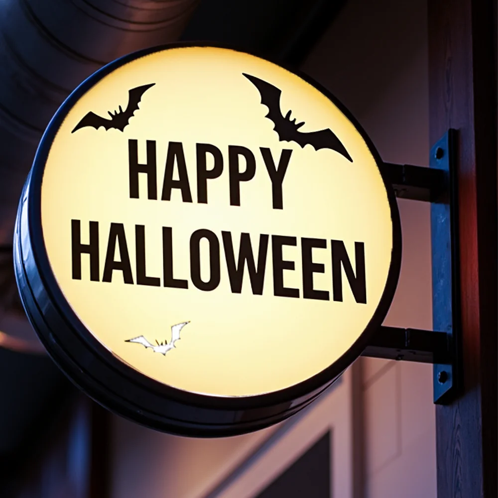 Custom halloween Light Box Round Waterproof Acrylic LED Outdoor Business Sign Double Sided Backlit Advertising Display