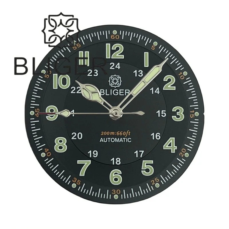 BLIGER 29 مللي متر المجال الطيار ساعة الطلب الأيدي مجموعة أسود أزرق أبيض الوجه صالح NH34NH35 ETA2824 PT5000 حركة تعديل أجزاء الساعة