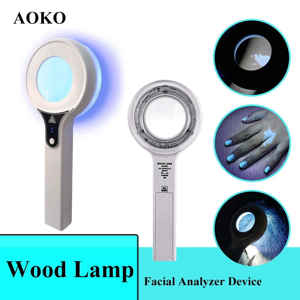 

AOKO Portable Wood Lamp Facial Analyzer Skin Testing Light Device Facial Aesthetic Analysis Wood Lamp Magnifying Skin Care Tools