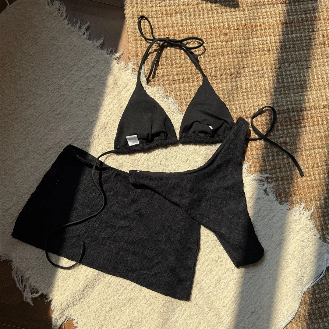 Mit Rock, Neckholder-Bikini, Damen-Badeanzug, dreiteiliges Bikini-Set, Damen-Badebekleidung, brasilianischer, gepolsterter Badeanzug, Badeanzug, Schwimmanzug V7030 – Detail 11