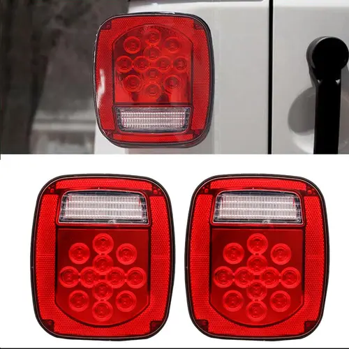 Imagen 2 del producto Conjunto de luz trasera LED derecha e izquierda para 76-06 CJ/Wrangler YJ/TJ, luz trasera con freno en funcionamiento, 2 uds.