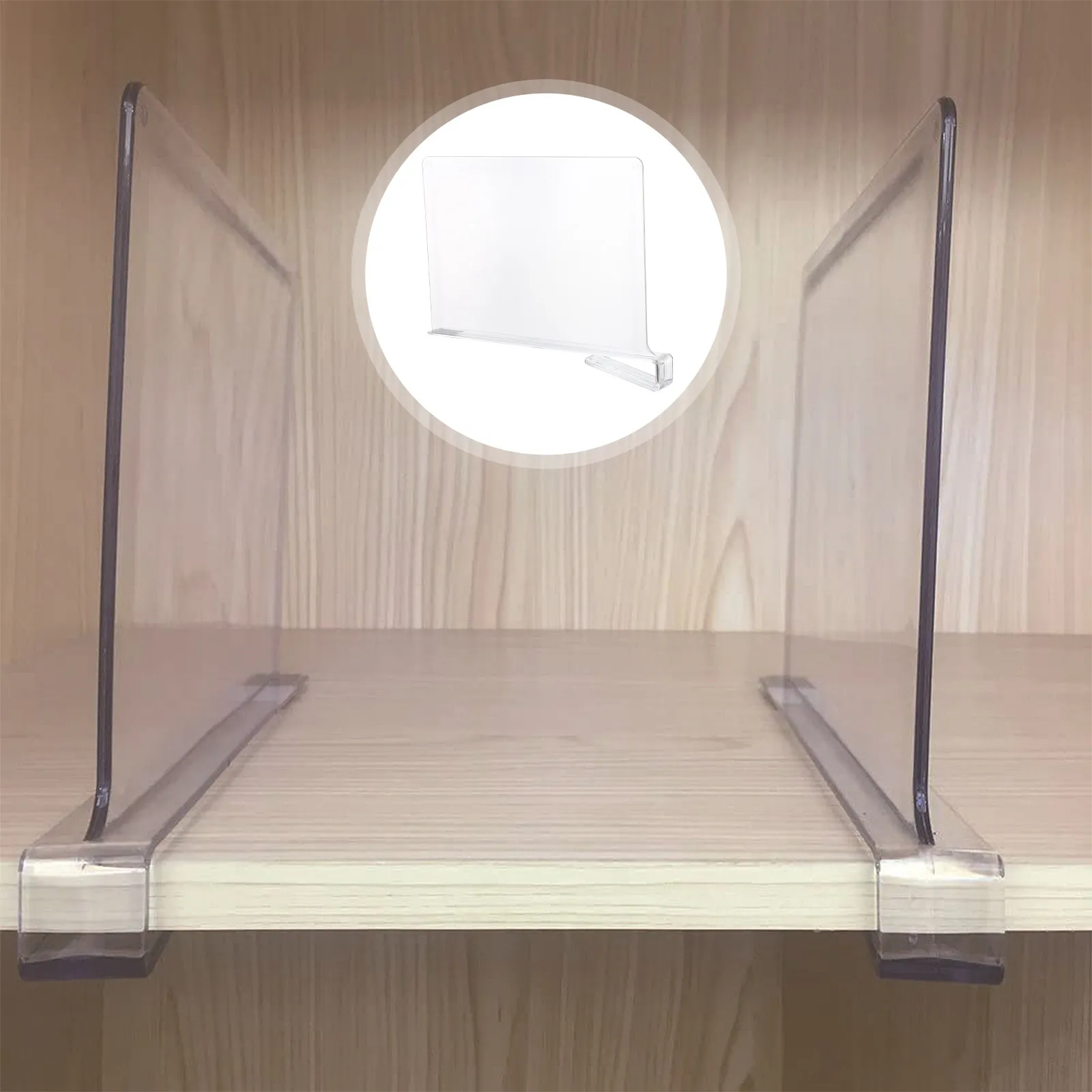 

2 шт. акриловых разделителей для полок, прозрачные органайзеры для шкафа, для размещения одежды, полотенец, сумок на одной полке, экономия места в шкафу