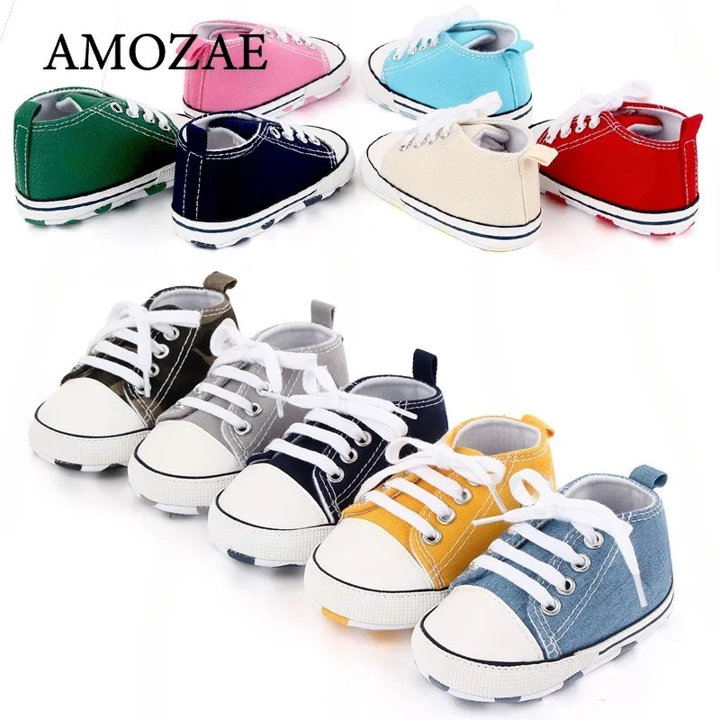 

New Baby Shoes Boys Girls Classic Canvas Casual Sneakers Newborn First Walker Toddler Soft Sole Non-Slip Walking Shoes 0-2Years