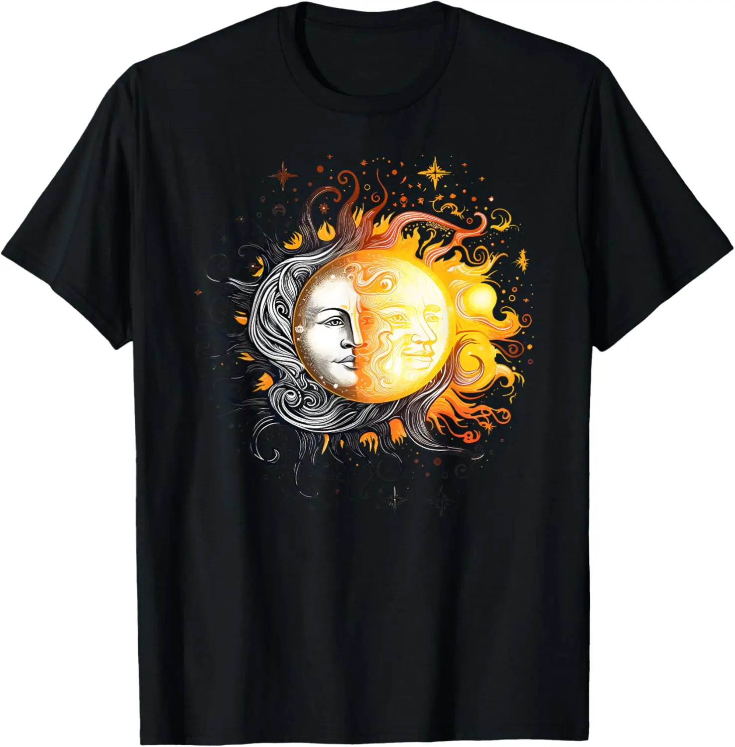 تي شيرت لعشاق الشمس والقمر السحري يين يانغ علم التنجيم السماوي