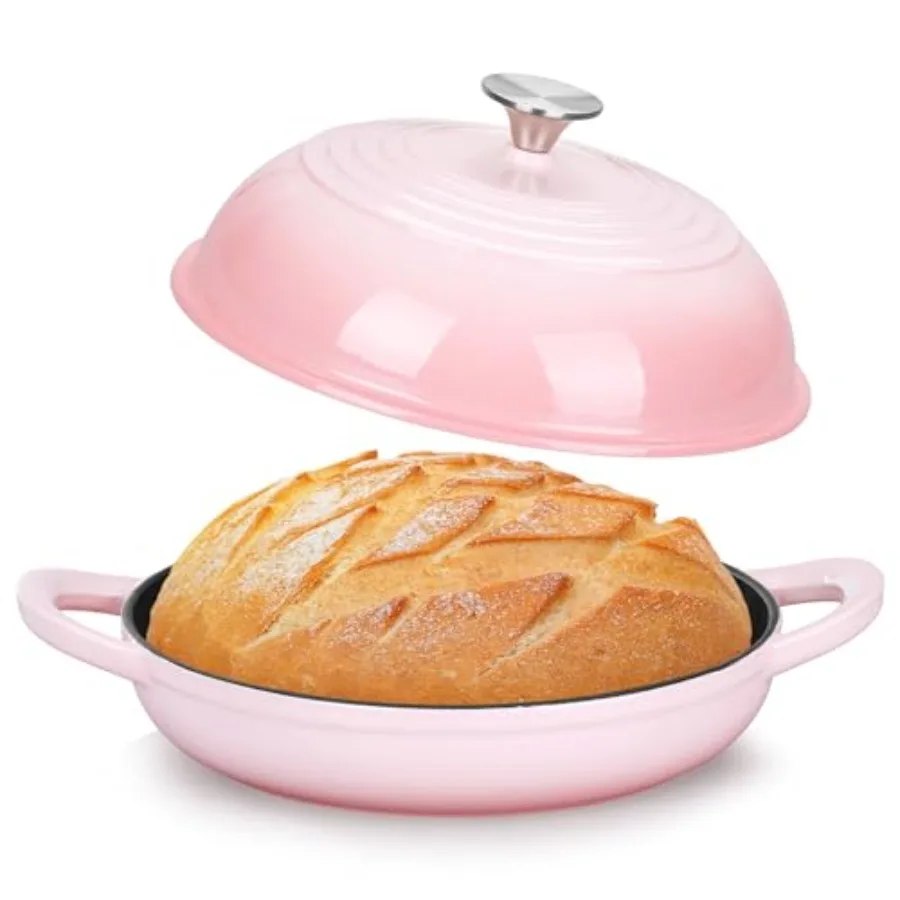 

Чугунная эмалированная хлопковая форма для выпечки хлеба (6 кварт) с высокой куполообразной крышкой и круглым основанием, для выпечки хлеба на закваске