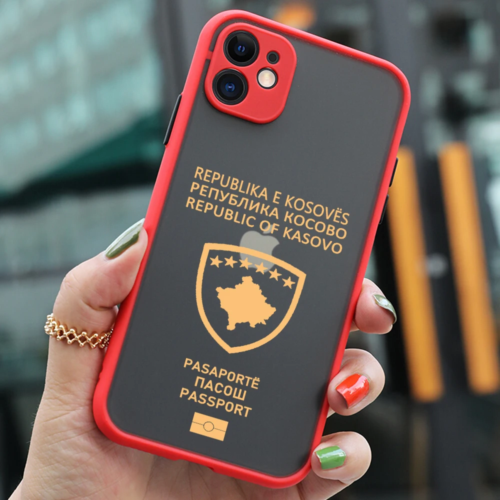 Kosovo Passport Phone Case For iPhone 15 14 13 12 11 Mini Pro Max X XR XSMax 7 8 Plus Matte Transparent Back Cover