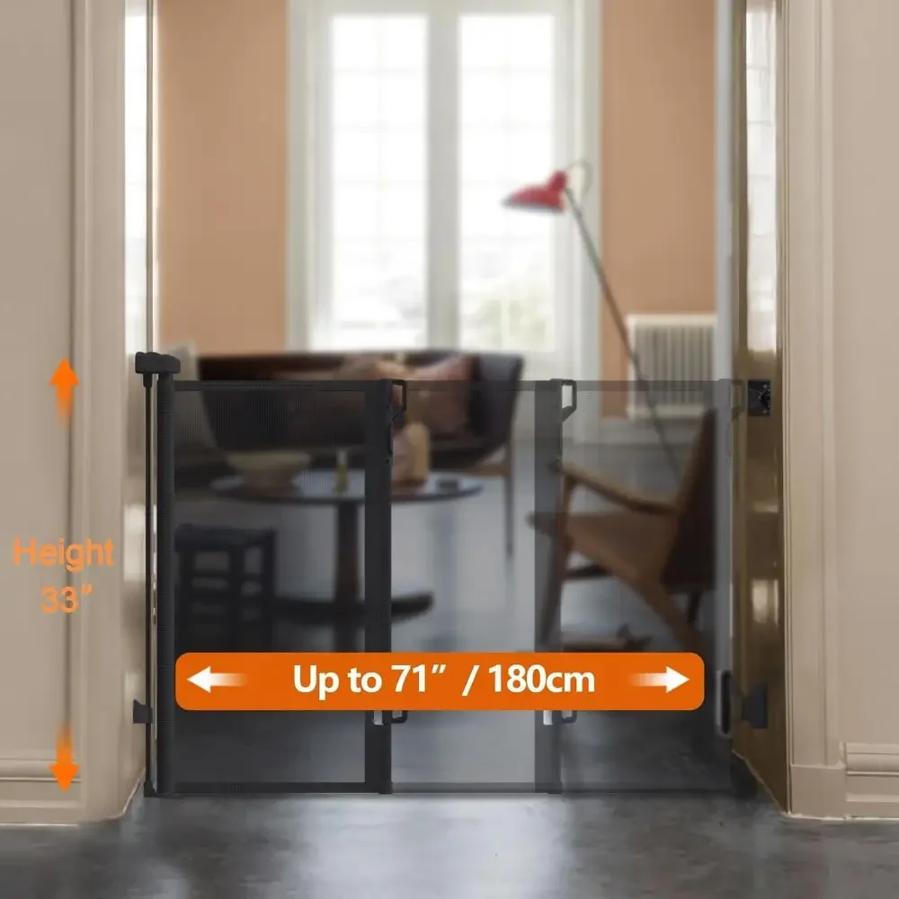 Adjustable Height Mesh Safety Gate, 33.8 Tall, Extends to 55.1 Wide for Babies and Pets, Suitable for Indoor and Outdoor Use (Bl - view 4