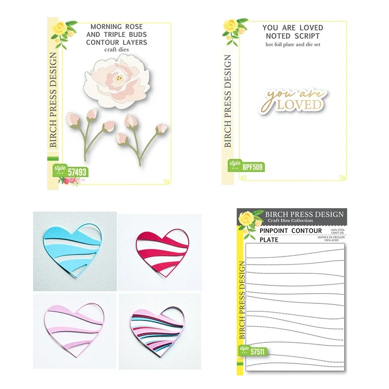 

2025 DIY Birch Press Design New Layer Metal Cutting Dies Hot Foil Pinpoint Banner Heart Scrapbooking For Paper Frame Card Craft