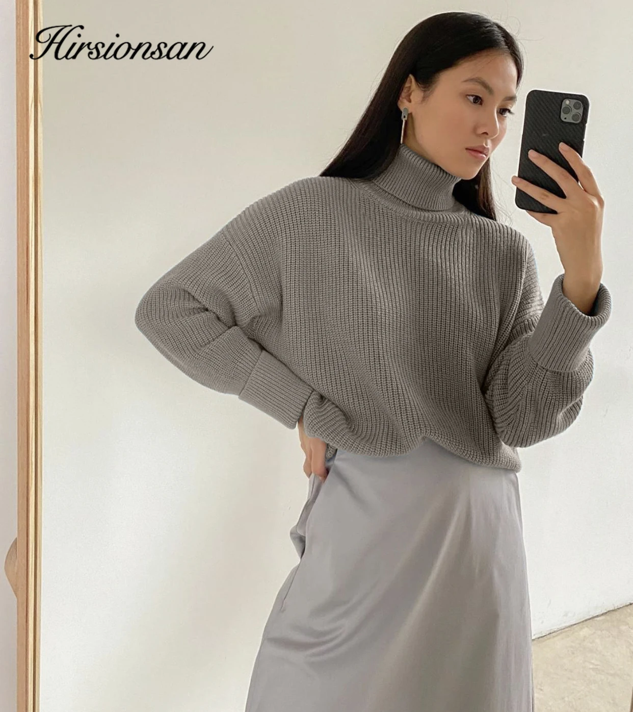 Hirsionsan Turtleneck Thick Sweater Women 2023 New Winter Warm Elegant Ladies Pullovers Warm Soft Cusual Jumper Soft Tops