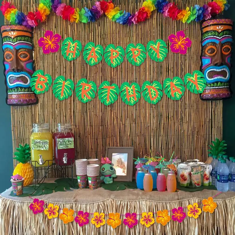 3m Hawaiian Party Paper Flower Banner Garland 3D Festival Party Banner Summer Tropical Party Hawaii Luau Wedding Decoration