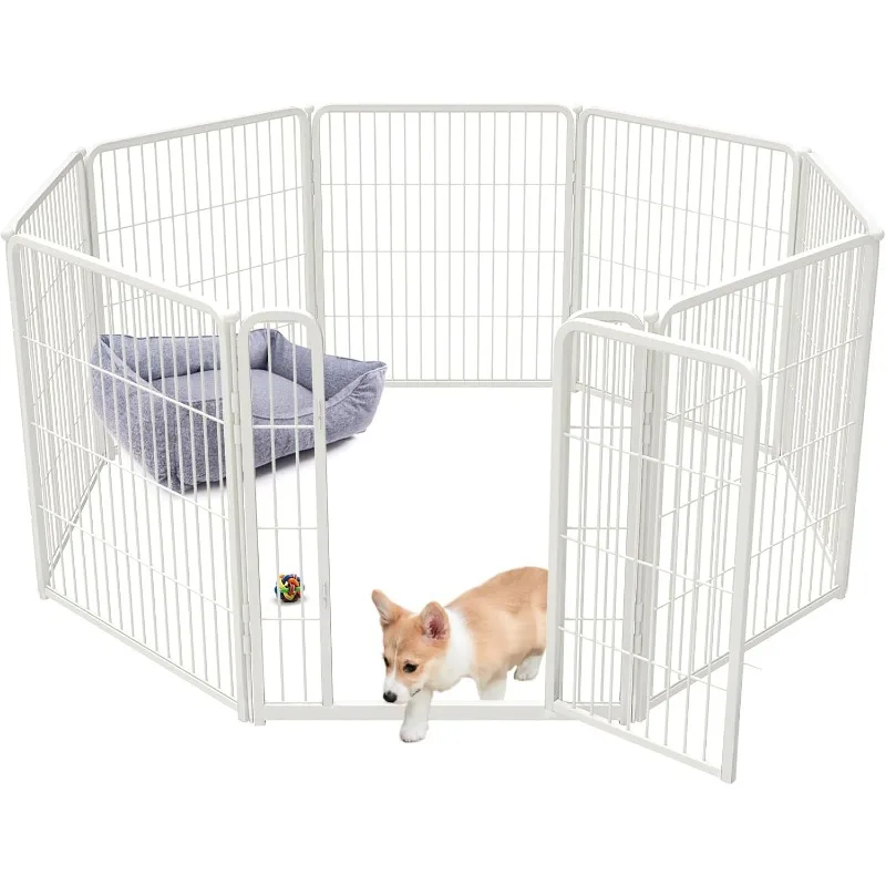 

Homeplus Indoor Dog Playpen - Stress-Free and Safe Play, 32 Inch 8 Panels for Puppy and Small Dogs, White│Patented