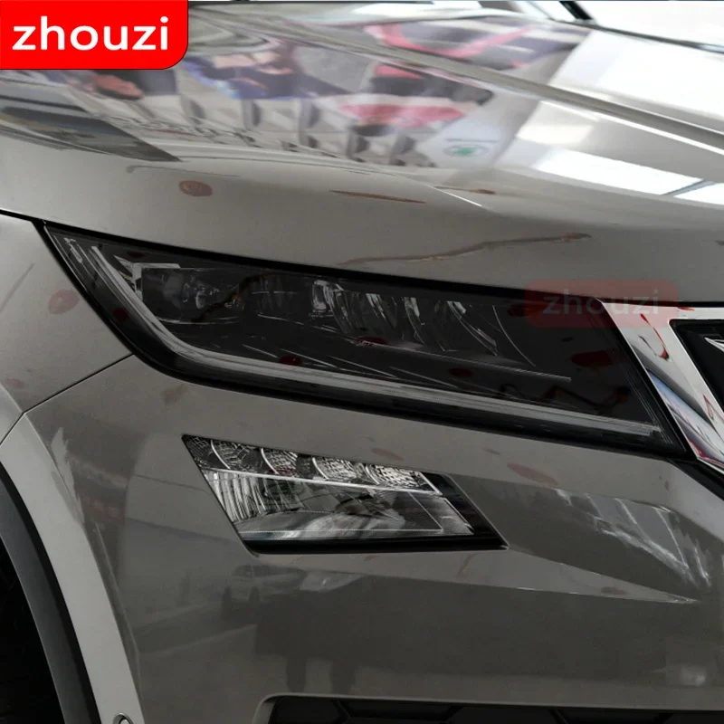 

2 Pcs For Skoda Kodiaq 2016-Present 2023 Car Headlight Tint Black Protective Film Protection Transparent TPU Sticker Accessories