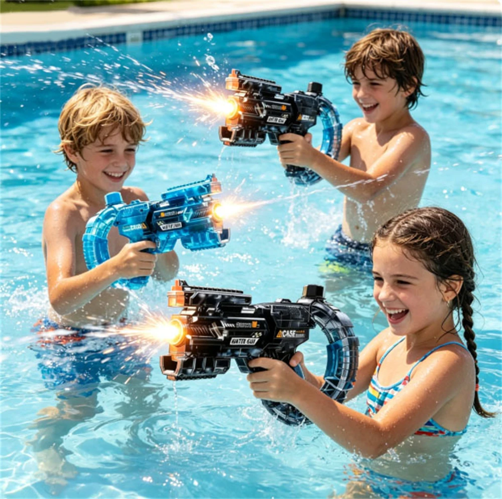 

2026 Energy Gathering Ring Electric Water Gun Led Emitting Automatic Continuous Water Squirt Gun Summer Outdoor
