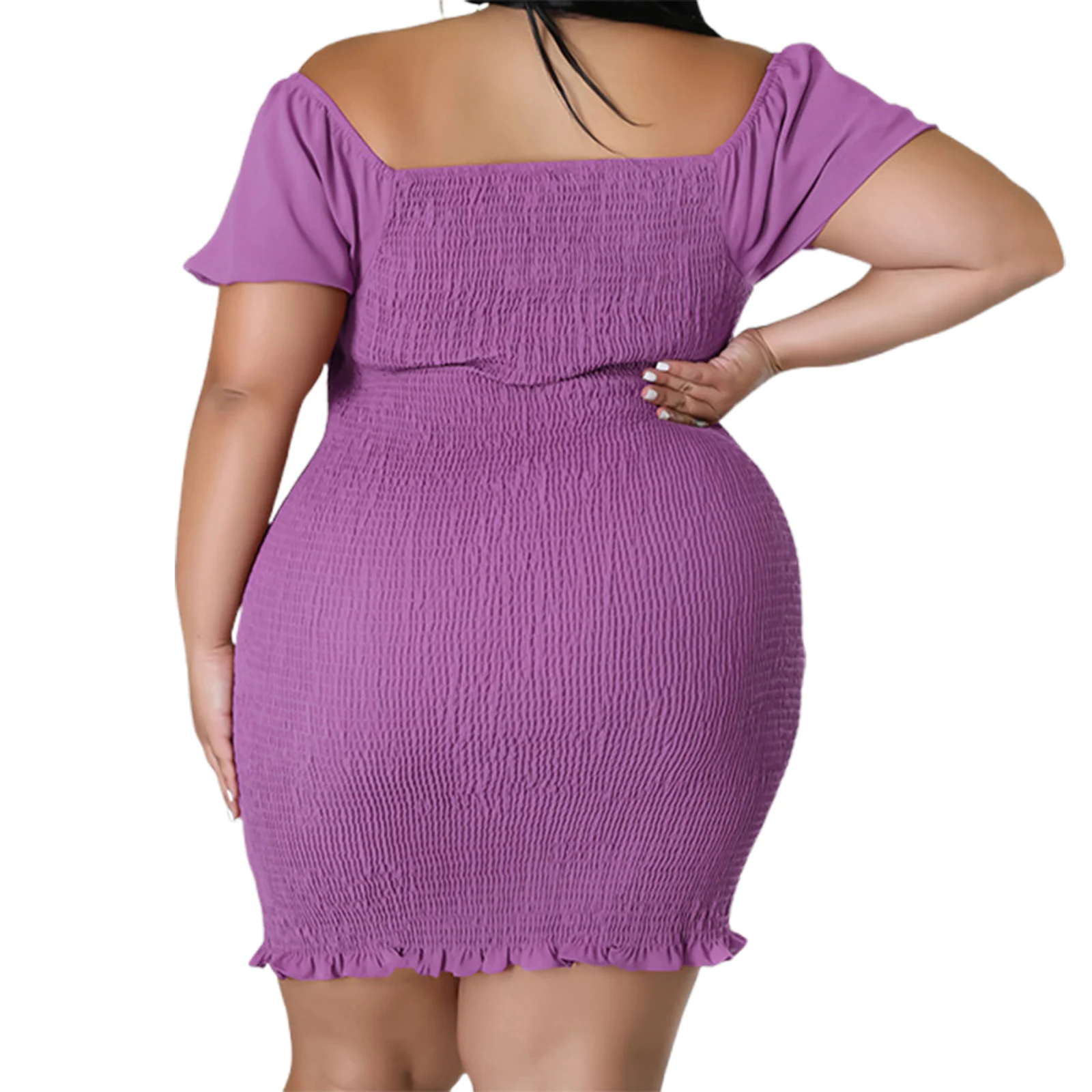 Summer Womens Plus Size Dresses Sexy Short Sleeve Off Shoulder Ruffles Bodycon Sexy Nightclub Party Solid Oversize Dress