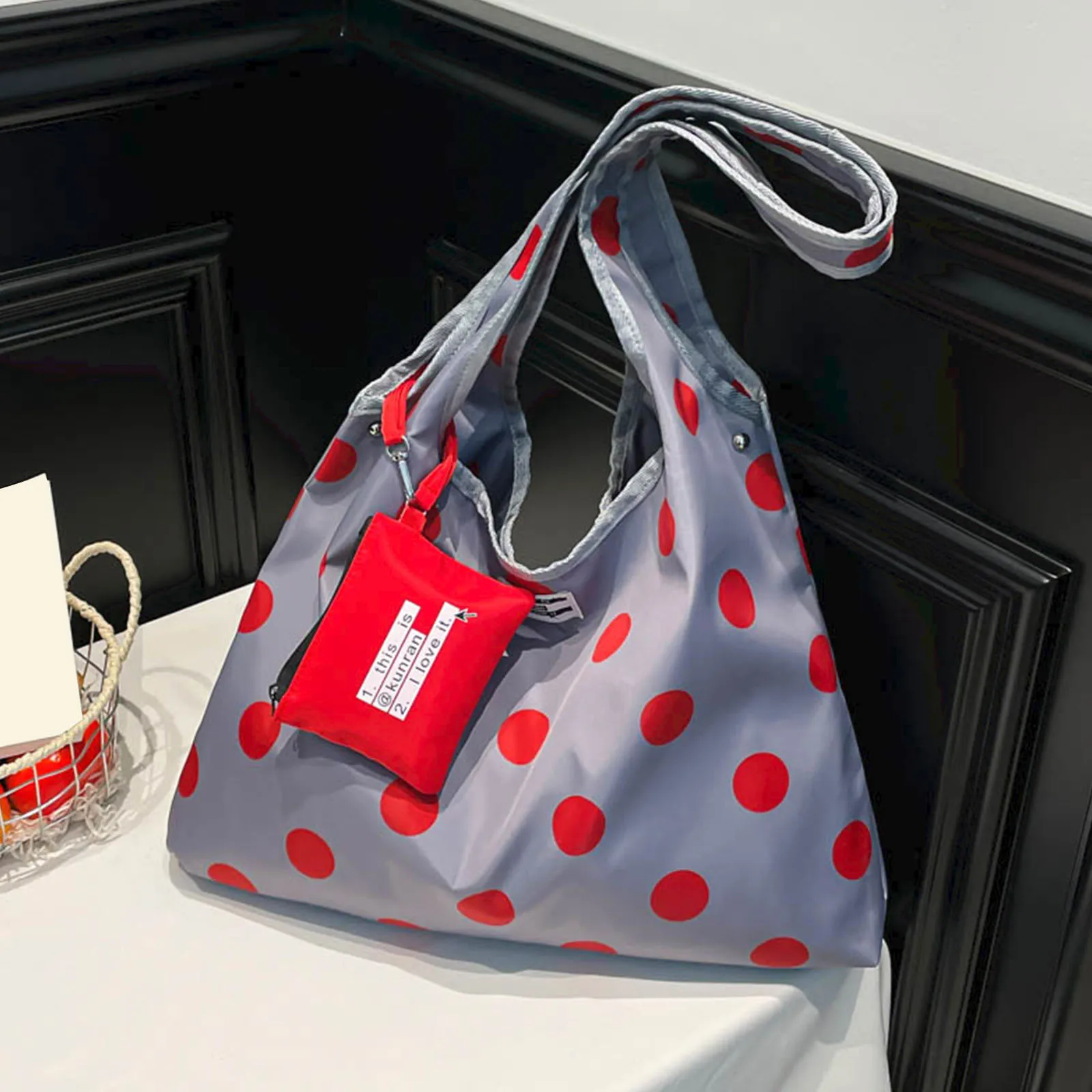 

Women Girls Polka Dot Canvas Fashion Shoulder Handbag Vintage Underarm Pouch Fashion Commuting Shoulder Bag for Work Travel