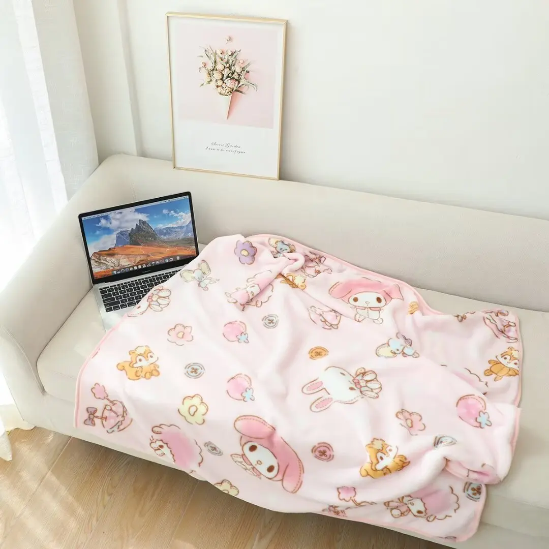 Warm Blanket My Melody Flannel Blanket Pillowcase Spring Autumn Summer Air Conditioning Blanket Girl Bedspread