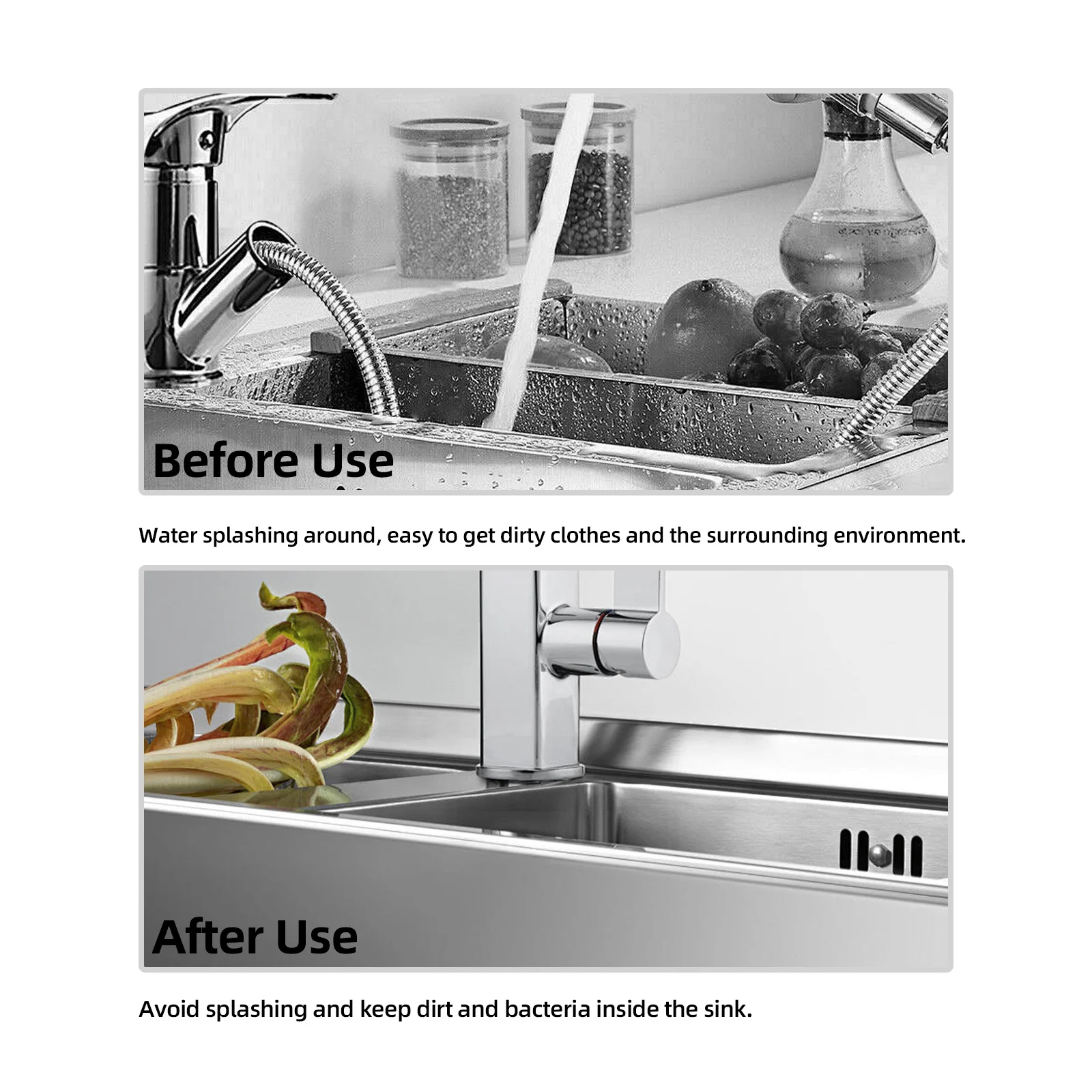 2 Pcs Universal Sink Side Splash Guard Wall Mounted Sink Splash Protector Home Pool Metal Splashback Easy to Clean 85AC