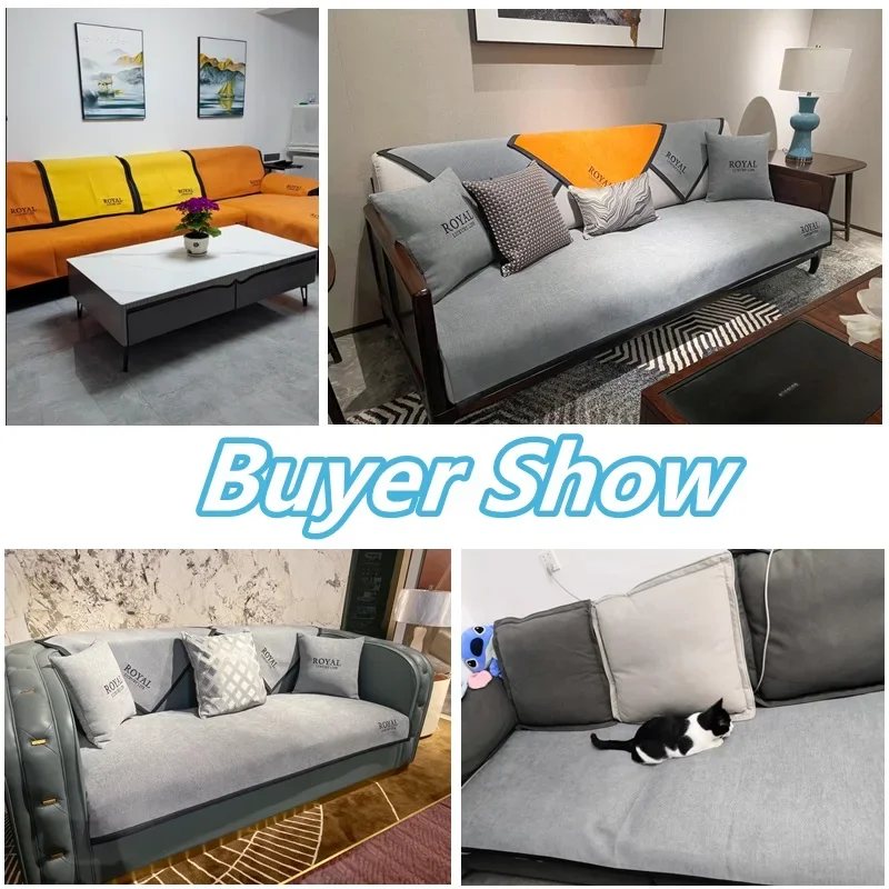 Copridivano universale in ciniglia Four Seasons Copridivano tinta unita Tappetino per divano di lusso per soggiorno Cuscino per divano antiscivolo a forma di L