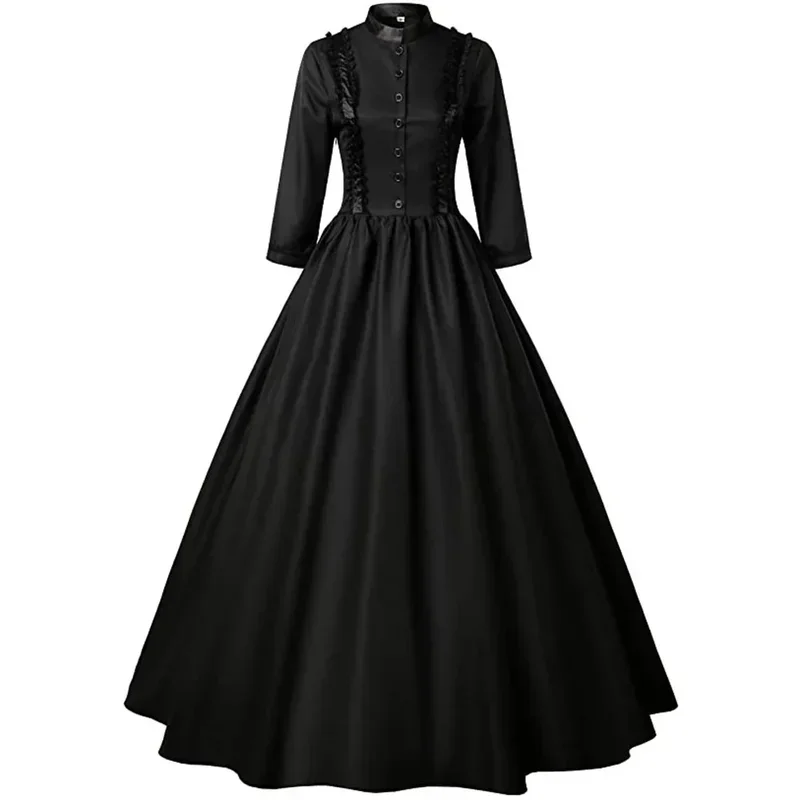 Medieval Victorian Retro Princess Cosplay Costume For Women Halloween Court Royal Gothic Elegant Vampire Bride Swing Dress