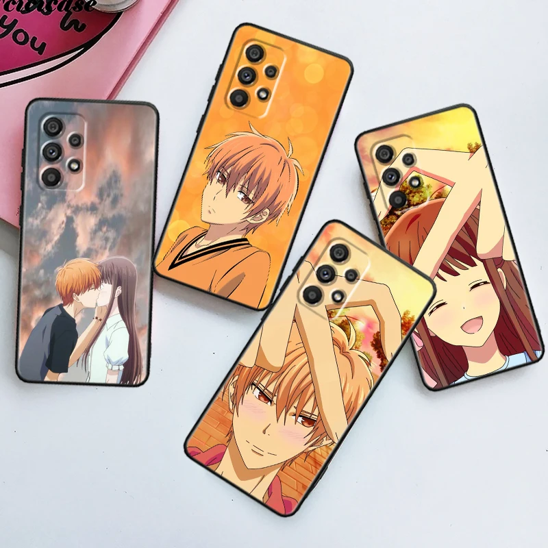 Фрукты корзина аниме мультфильм для Samsung A53 A52 A33 A32 A51 A71 A21S A13 A73 A55 A22 A23 A35 A72 A54 A12 железная Черная мягкая