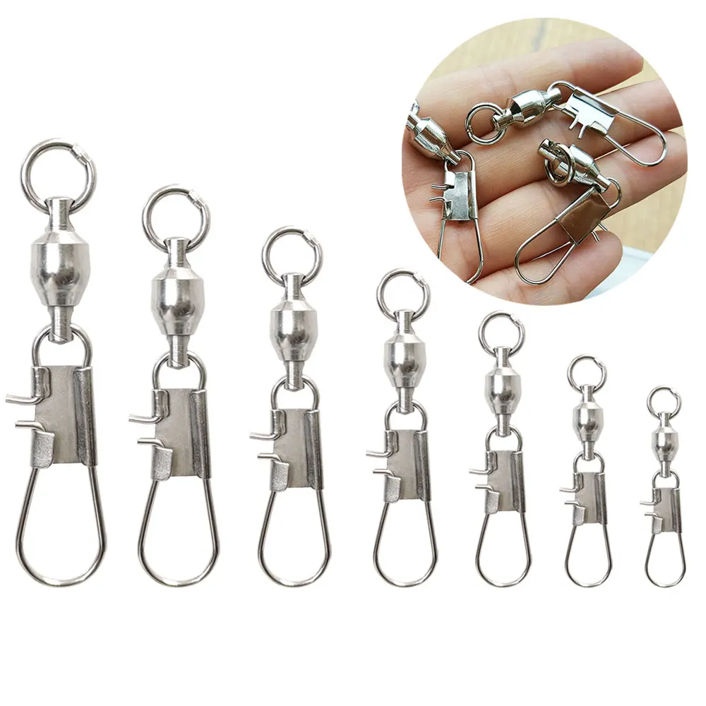 9KM 20Pcs Angeln Snap Wirbel Kugellager Verriegelung Snap Pin Edelstahl Angeln Zubehör Angeln Lockt Pin Stecker – Detail 2