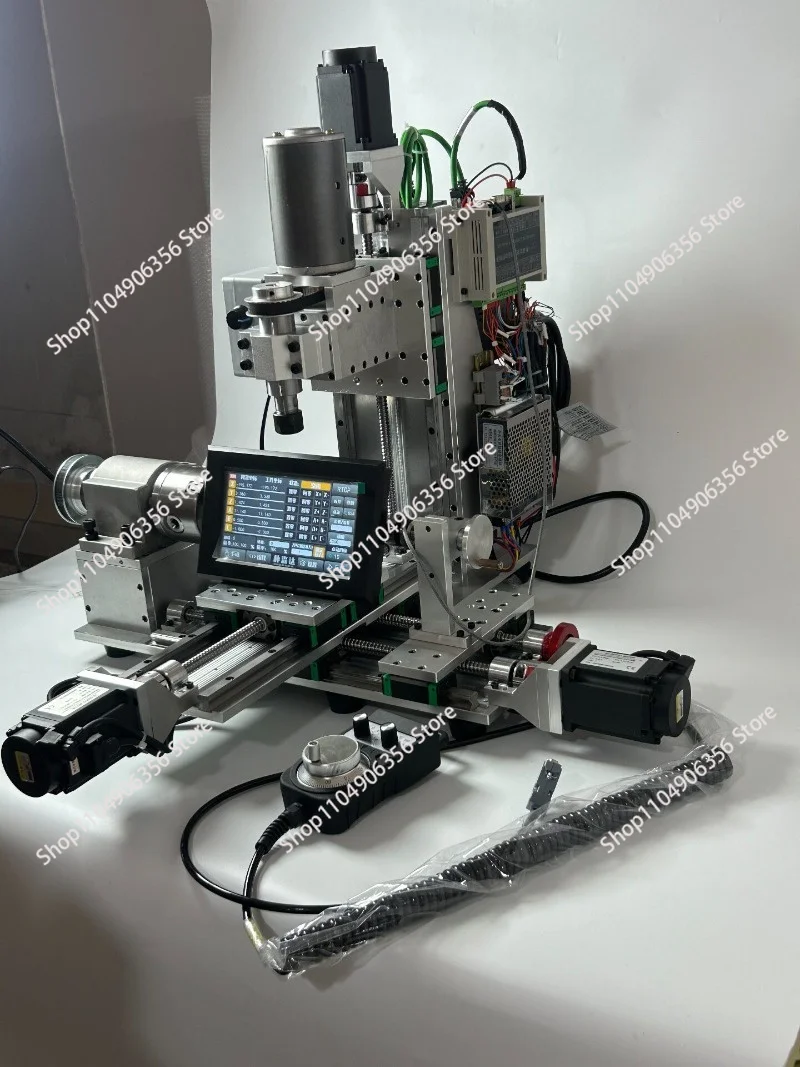 Mini numerical control turning and milling machine, desktop model, can be driven,drilled and milled, suitable for DIY, teaching