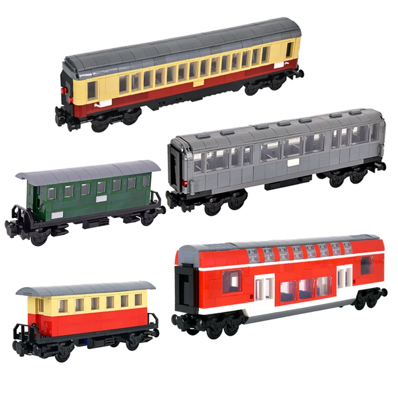 

MOC City Creative Eco Coach Car Rheingold Passenger Train Express Rail Building Block Brick DIY Technical Toy for kid gifts