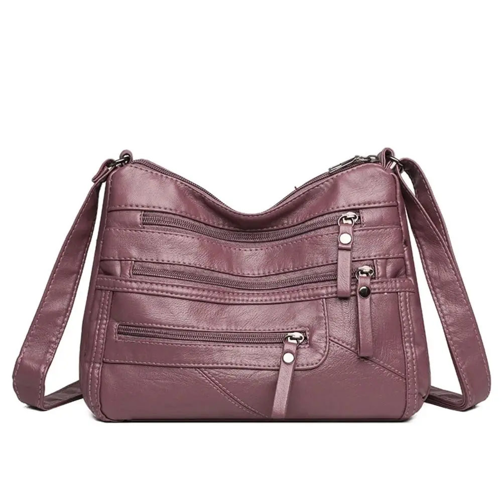 

Soft Leather Women's Crossbody Bag Multi-Layer Pockets Classic PU Handbags Adjustable Shoulder Strap Zipper Closure Purse