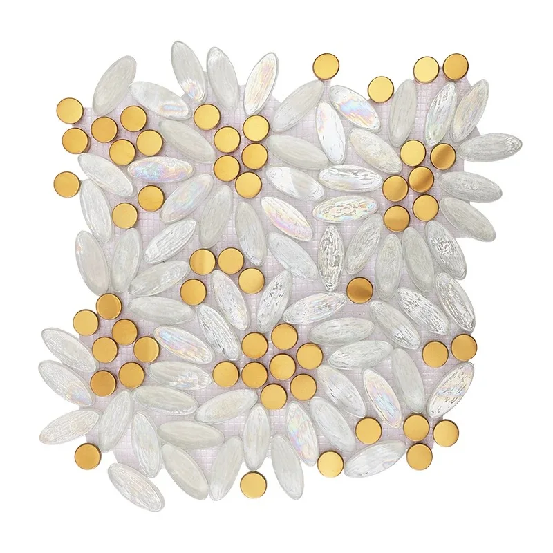 Witraż elipsa Mix złoty metal mozaika ze stali nierdzewnej kuchnia Backsplash łazienka ściana płytki podłogowe SSMT09241
