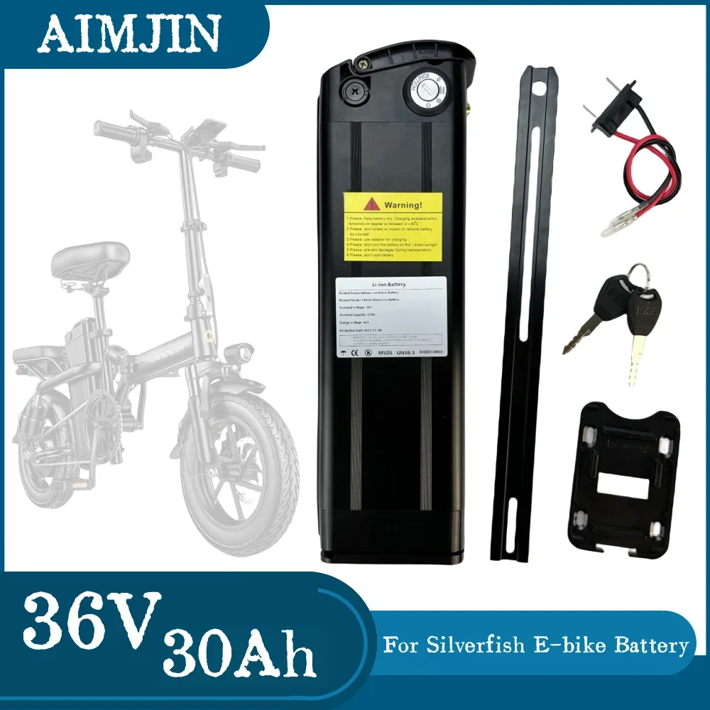 

36V 30Ah Rechargeable Lithium-ion Battery Pack For Silver Fish Style Electric Bike Battery With Aluminum Case Anti-theft Lock